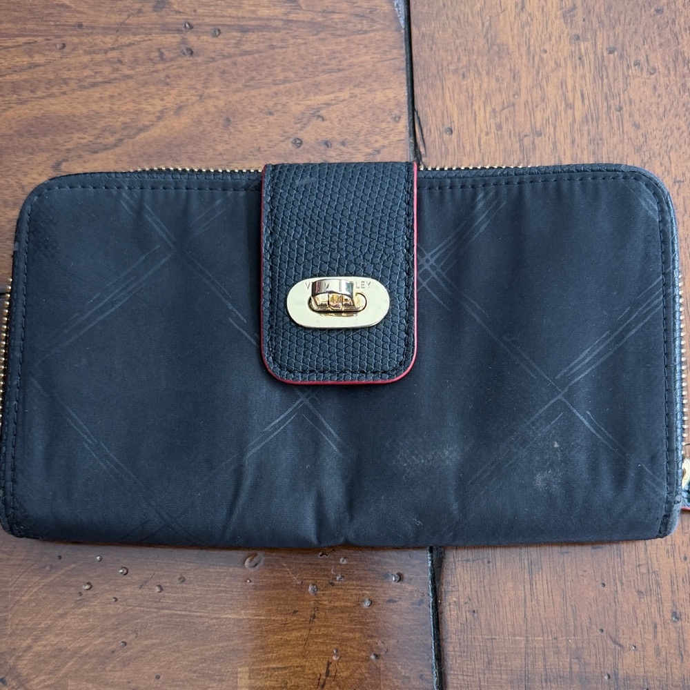 Vera Bradley Black and Pink Patterned Wallet